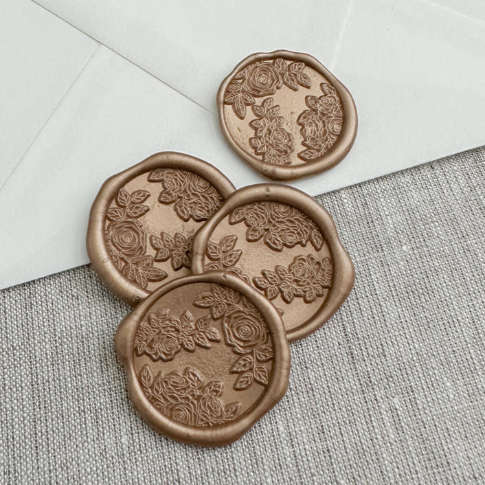 Antique gold roses wax seal stickers Set of 10 Wax Seals by Maria