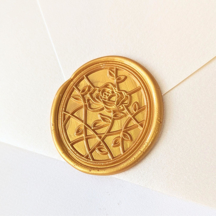 Stained Glass Rose- Customizable Color- Set of 25 Hand-crafted Wax Seals