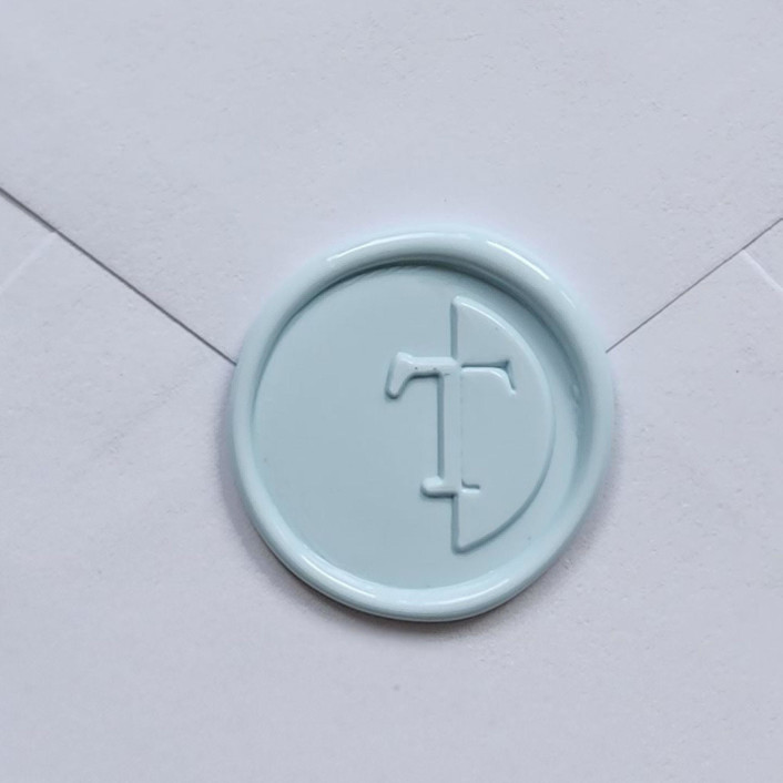 Customizable Color "T" Monogrammed Self-adhesive Wax Seals, Set of 5
