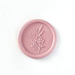 This is a pink wax seals by Abby Choi called delicate flower wax seal in dusty rose, pack of 10 in standard