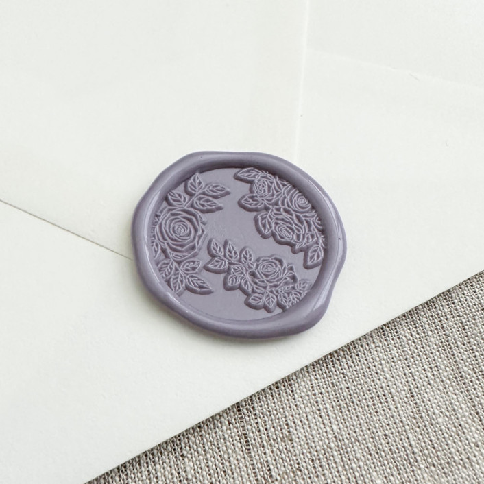 Mauve roses wax seal stickers | Set of 10