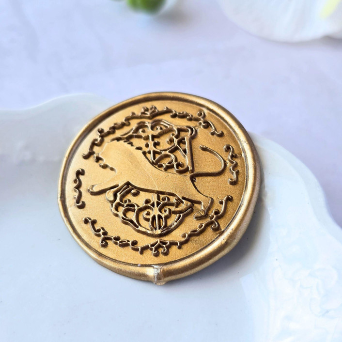 Coat of Arms with Lion- Customizable Color- Set of 25 Hand-crafted Wax Seals