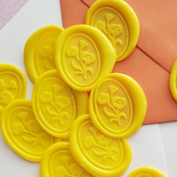 Flower Oval Wax Seal (pack of 10) - Customizable color