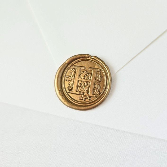 MIN-74C-MXW - Antique Monogram (A-Z)- Customizable Color- Set of 25 Hand-crafted Wax Seals
