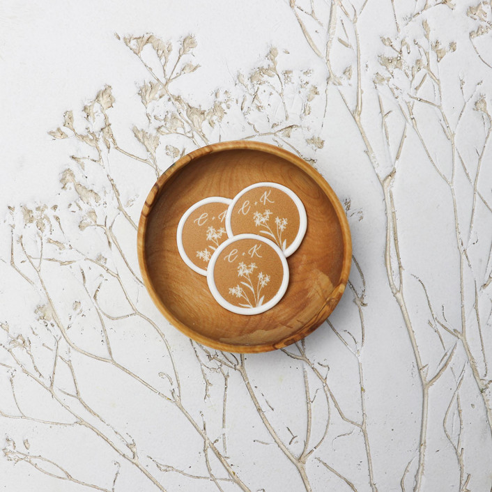 Custom Monogram Terracotta With White Daisies Wax Seals | Set of 25