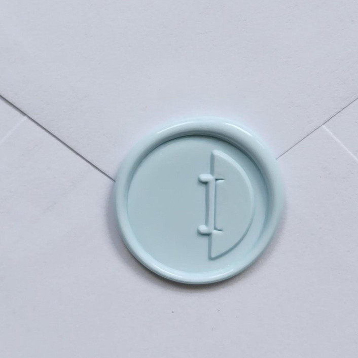 Customizable Color "I" Monogrammed Self-adhesive Wax Seals, Set of 5