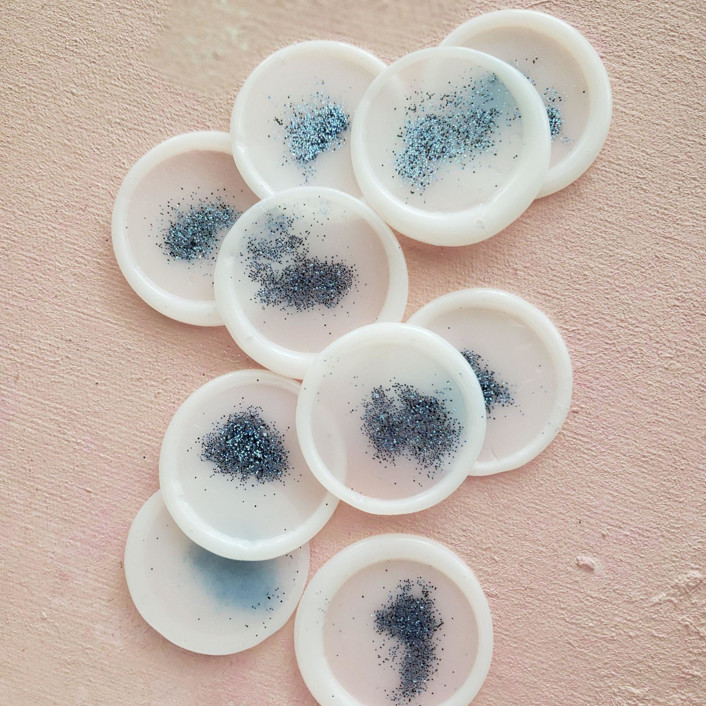 Blue Glitter Vellum Wax Seals (pack of 10)