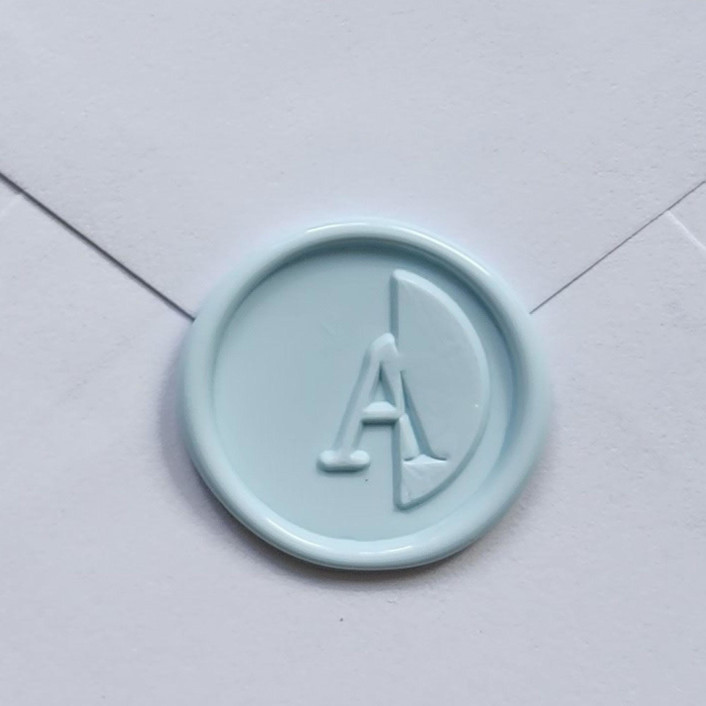 Customizable Color "A" Monogrammed Self-adhesive Wax Seals, Set of 5