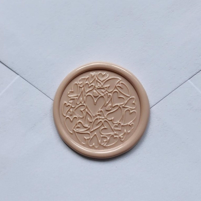 Customizable Color Hearts Galore Self-adhesive Wax Seals, Set of 5