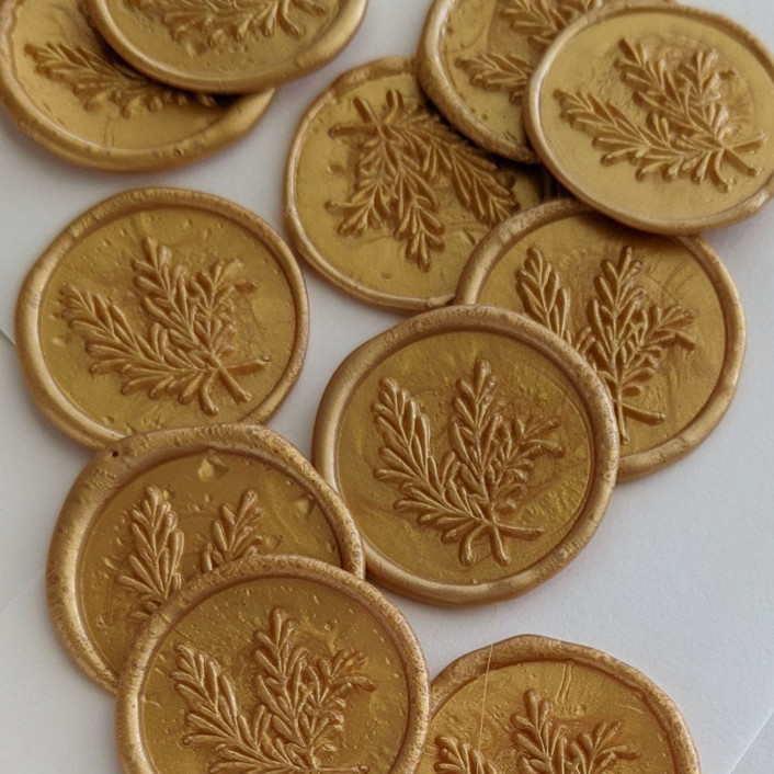 Gold Wax Seal Stickers With Botanical Sprig (set of 10) Wax Seals by