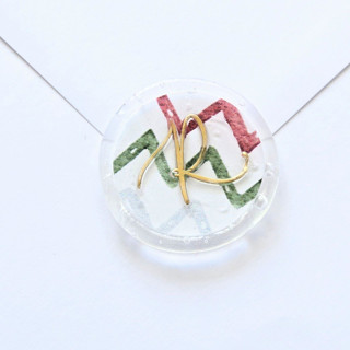 This is a clear wax seals by Inkspiringletters called holiday herringbone script monogram- customizable initial- set of 25 hand-crafted clear  wax seals in standard