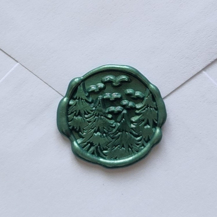 Customizable Color Evergreen Trees Self-adhesive Wax Seals, Set of 5