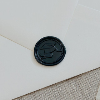 This is a blue wax seals by Maria Ferrer G. called navy graduation wax seal stickers - set of 10 in standard