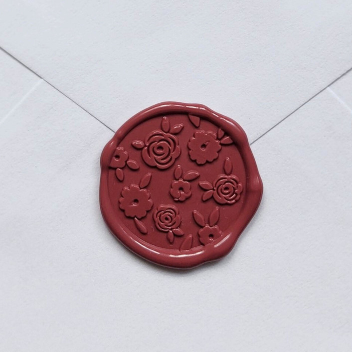 Customizable Color Floral Galore Self-adhesive Wax Seals, Set of 5