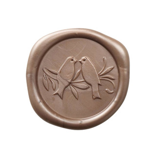 This is a gold wax seals by Papel Custom Design called love birds wax seal - antique gold - set of 25 in standard