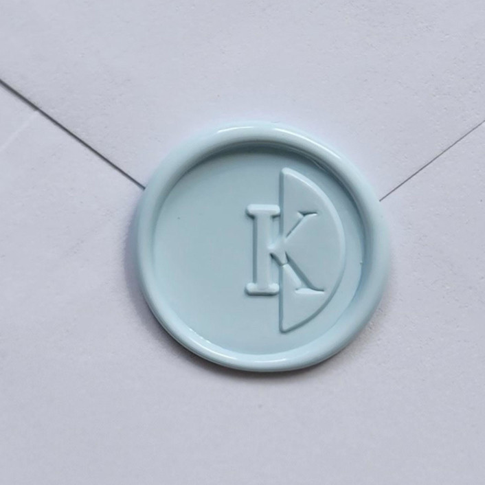 Customizable Color "K" Monogrammed Self-adhesive Wax Seals, Set of 5