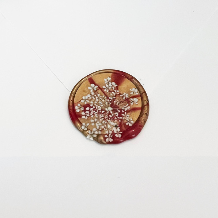 Queen Anne's Lace Wax Seal in Red Gold Marble | Pack of 10