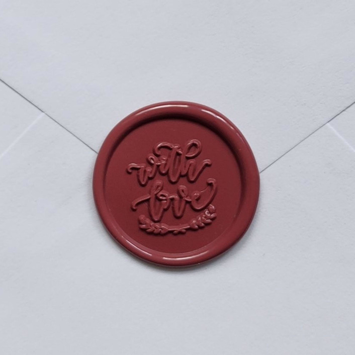Customizable Color With Love Cursive Self-adhesive Wax Seals, Set of 5
