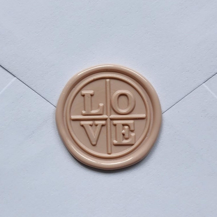 Customizable Color LOVE Bordered Self-adhesive Wax Seals, Set of 5