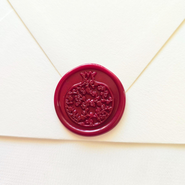 Pomegranate- Customizable Color- Set of 25 Hand-crafted Wax Seals