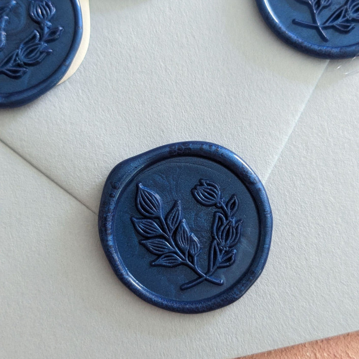 Botanical Wax Seal Sticker (set of 10) - Customizable color