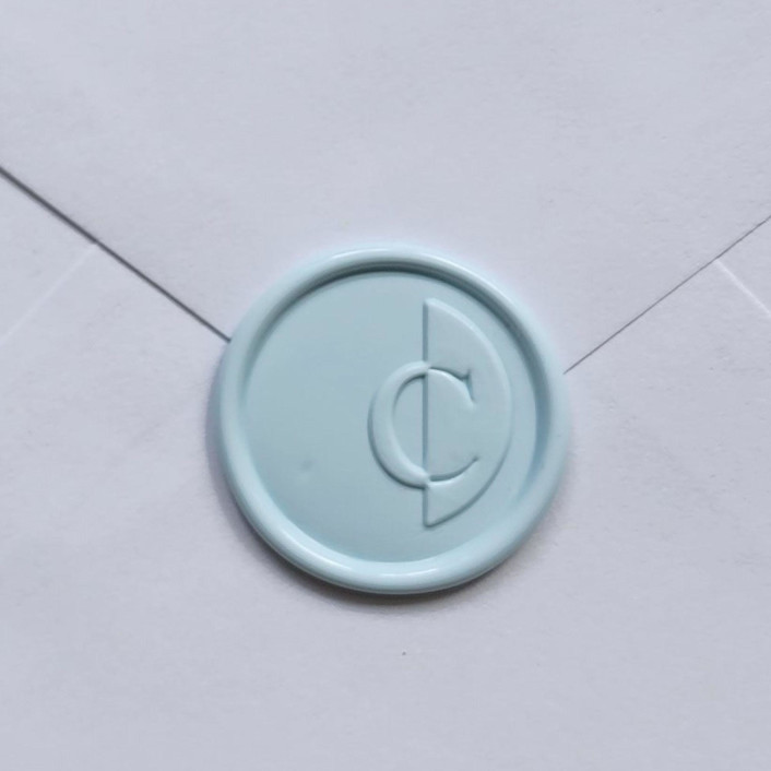 Customizable Color "C" Monogrammed Self-adhesive Wax Seals, Set of 5