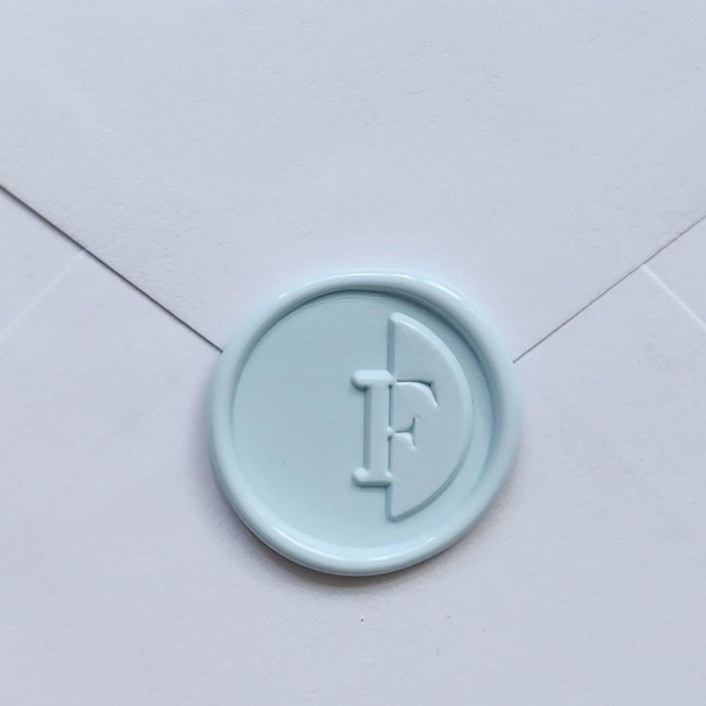 Customizable Color "F" Monogrammed Self-adhesive Wax Seals, Set of 5