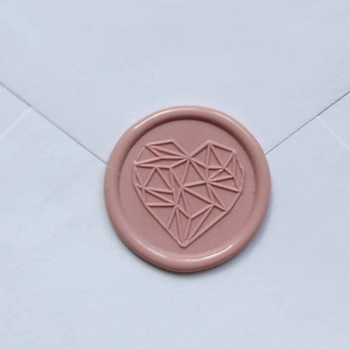 Customizable Color Geometric Heart Self-adhesive Wax Seals, Set of 5