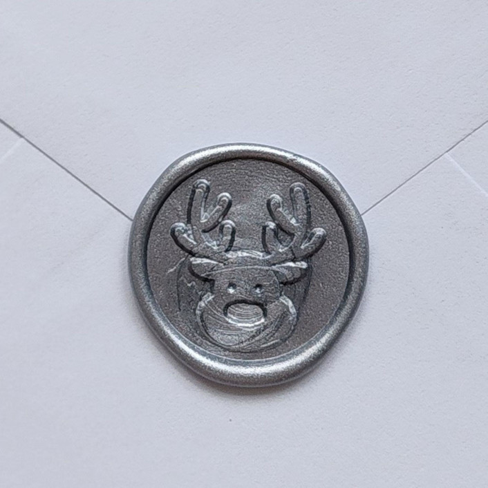 Customizable Color Rudolph Reindeer Wax Seals, Self-Adhesive Seals, Set of 5
