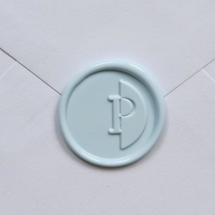 Customizable Color "P" Monogrammed Self-adhesive Wax Seals, Set of 5