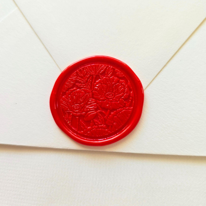 Poppy Field- Customizable Color- Set of 25 Hand-crafted Wax Seals
