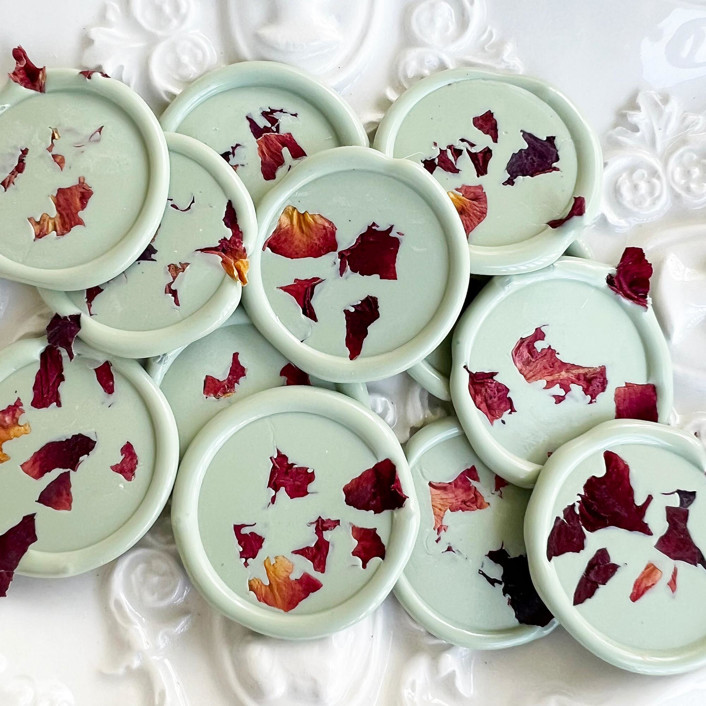 Rose Confetti Wax Seal in Celadon | Pack of 10