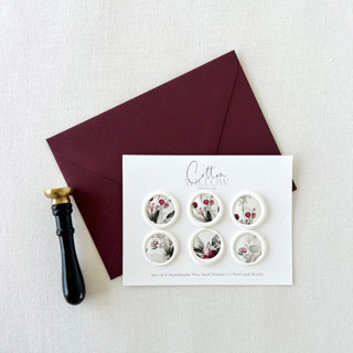 This is a multicolorassorted-colors wax seals by Eva Friesen called elegant christmas floral wax seal | set of 6 in standard