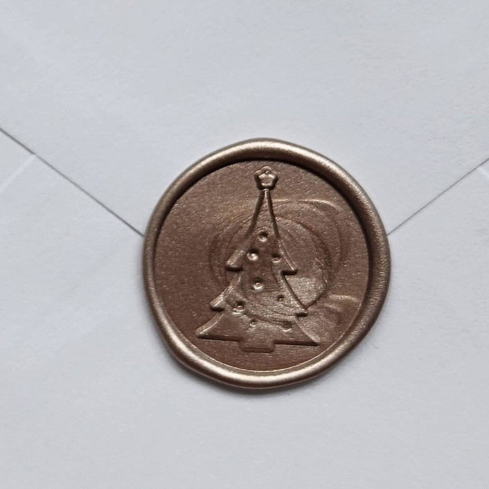Customizable Color Christmas Tree Wax Seals, Self-Adhesive Seals, Set of 5