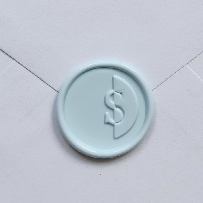 Customizable Color "S" Monogrammed Self-adhesive Wax Seals, Set of 5