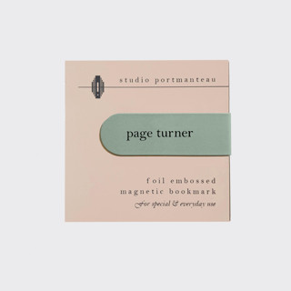 This is a green journals by Jessica Cunningham called page turner magnetic bookmark | bookish gift in standard