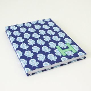 This is a blue journals by Clairebella called custom maya single initial journal in standard