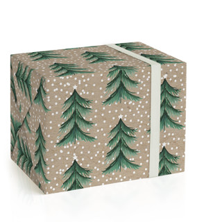This is a almond wrapping paper by Baumbirdy called evergreen forest in standard
