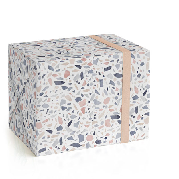 This is a blush sky wrapping paper by Kanika Mathur called modern terrazzo in standard