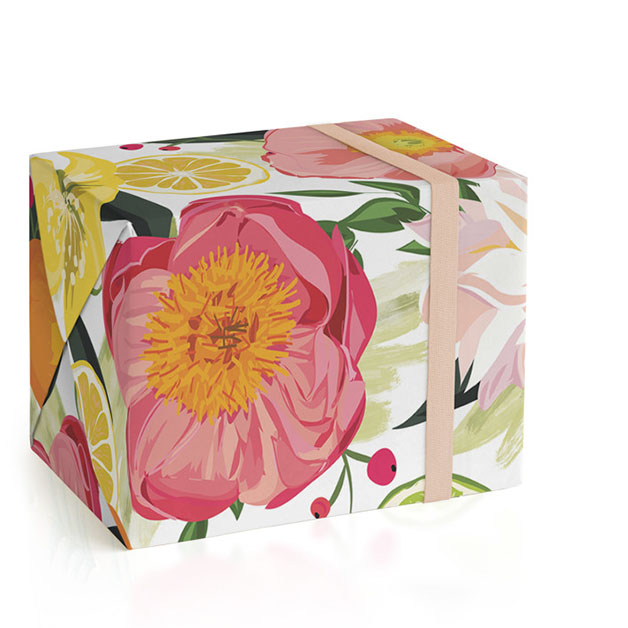 This is a colorful wrapping paper by Susan Moyal called Market Fresh in standard.