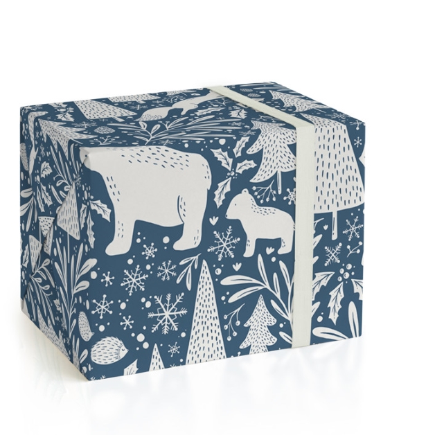 This is a blue spruce wrapping paper by Kristen Knechtel called winter woodland in standard