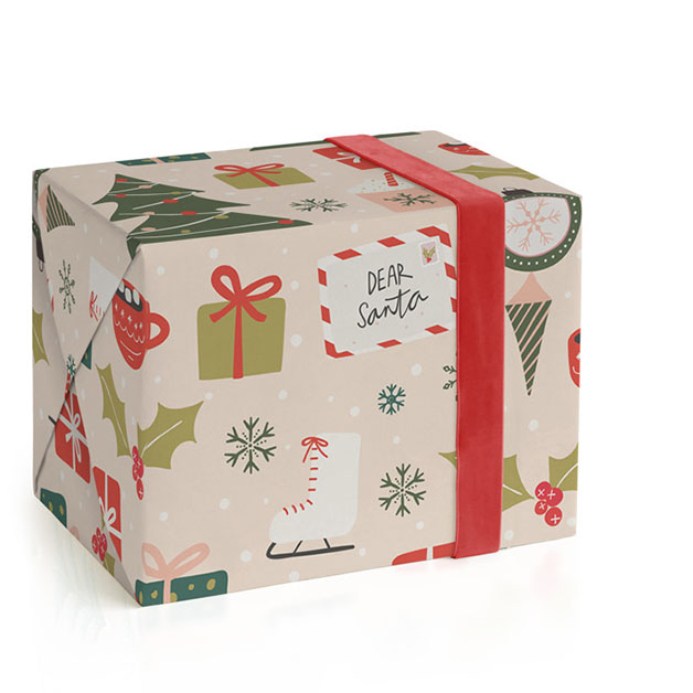 This is a peach wrapping paper by Vera Lim called holiday mood in standard