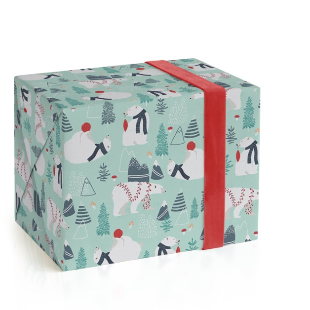 This is a turquoise wrapping paper by Metka Hiti called christmas bears in standard