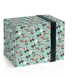 This is a mint wrapping paper by Becky Nimoy called disney's mickey & minnie gift box in standard