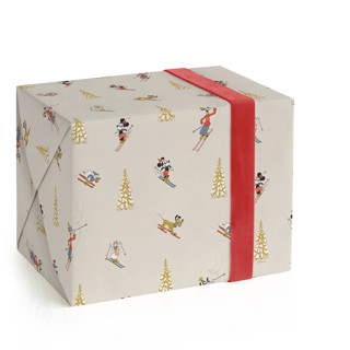 This is a vintage wrapping paper by Kelsey Mucci called mickey and friends tis the ski-son in standard