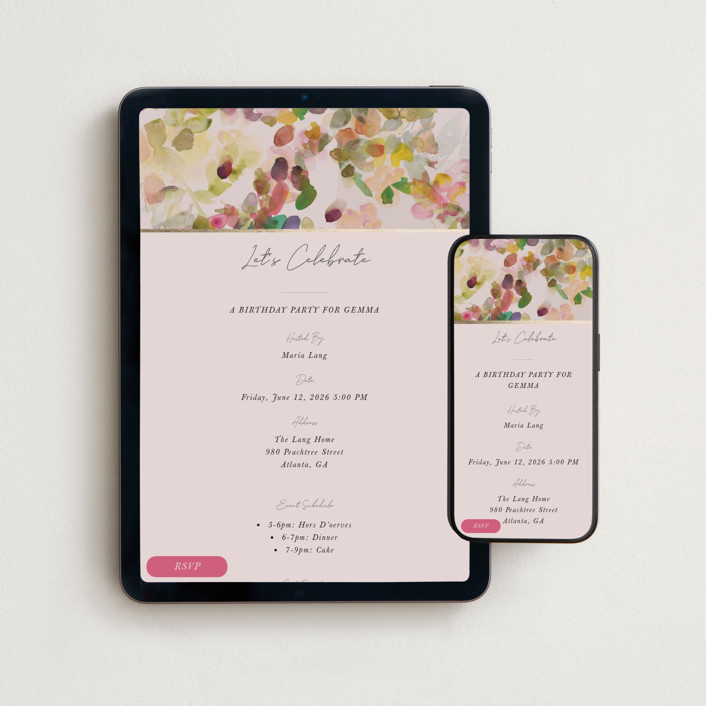 "floral" - Whimsical & Funny Online Engagement Party Invitations in Wildberry by Lori Wemple.
