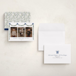 This is a wintermint holiday photo cards with standard by Susan Moyal called joyful holly printing on recycled smooth signature in grand