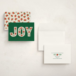 This is a evergreen holiday photo cards with standard by Kelly Williams called poinsettia joy printing on signature in grand