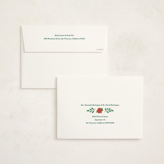 This is a evergreen holiday photo cards with standard by Kelly Williams called poinsettia joy printing on signature in grand