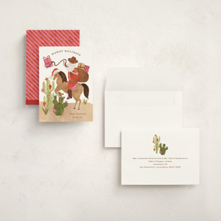 This is a candy cane holiday photo cards with standard by Sarah Knight called howdy holidays y'all printing on signature in grand